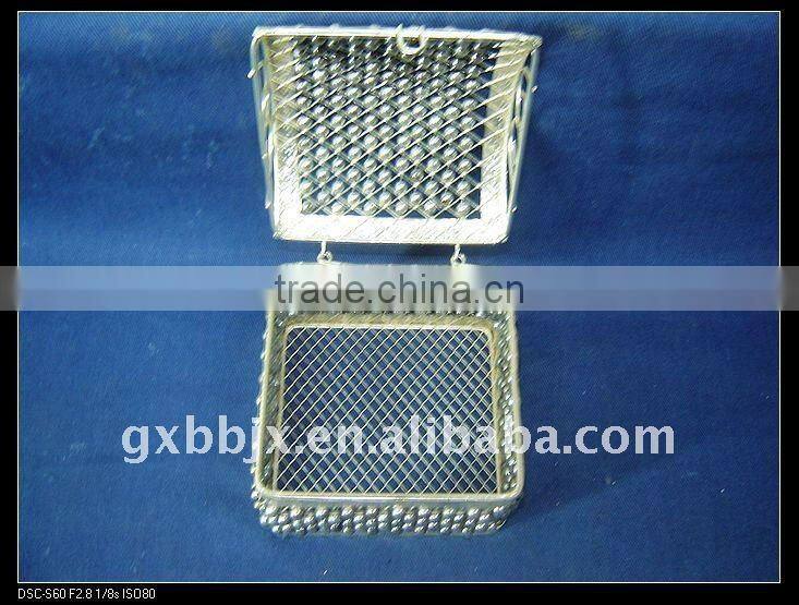 Silver square pearl wire storage compartment box