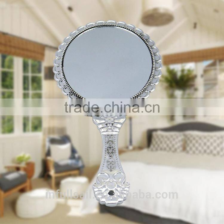 Plastic Oval decorative hand held cosmetic mirror