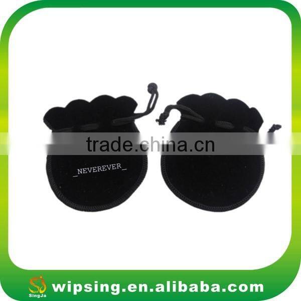 Wholesale customized grey velvet pouches with drawstring