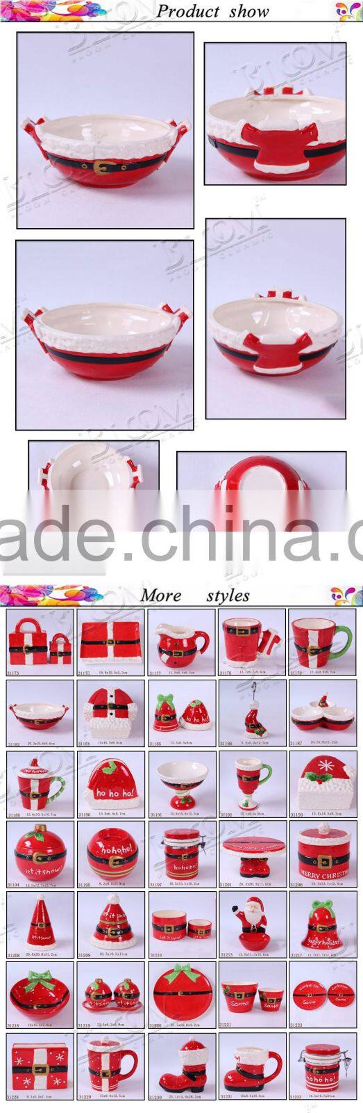 Big christmas gift decoration ceramic soup bowl