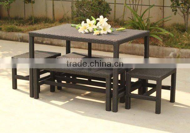 aluminum frame rattan table and chair dining set for garden
