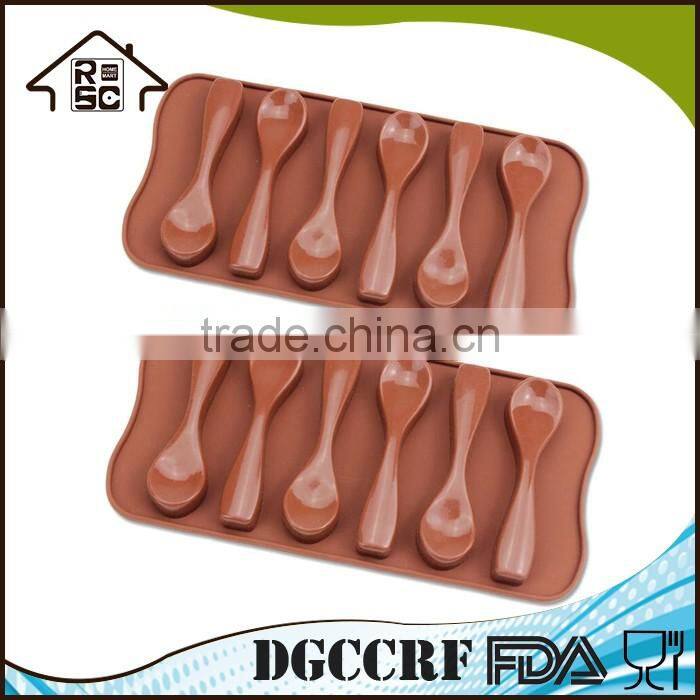6 Cavities Spoon Shape Silicone Chocolate Mold Cupcake Decorating Tool
