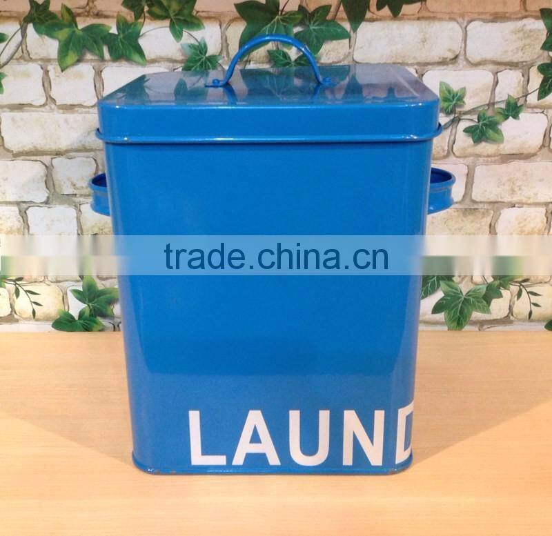 Laundry Powder Storage Box Washing Tablet Retro Metal Container Tin With Scoop