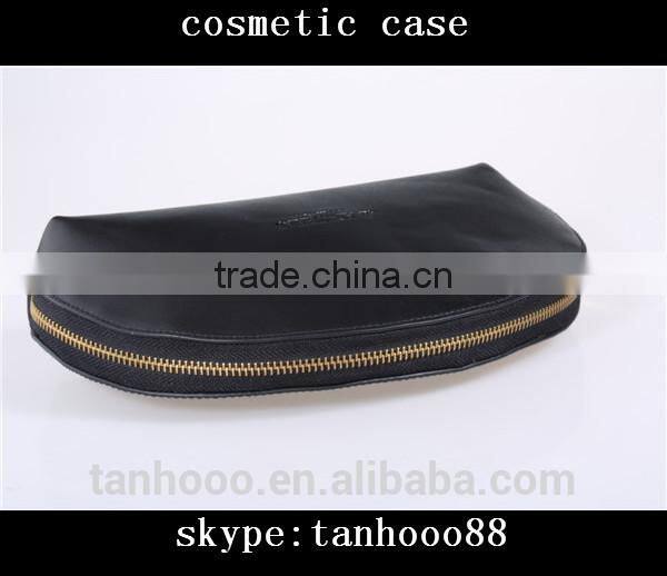 High Quality Black Shell Shape Makeup Case Leather Cosmetic Bag Case