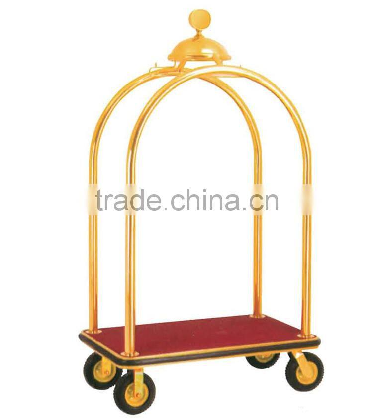 Gold hotel luggage trolley bellboy serve trolley factory price BY-388