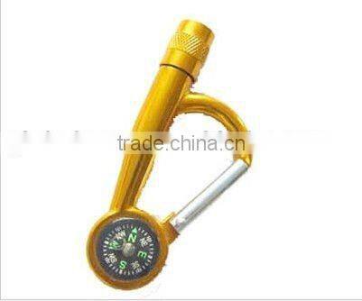 Multifunctional durable aluminum Carabiner LED Flashlight with compass