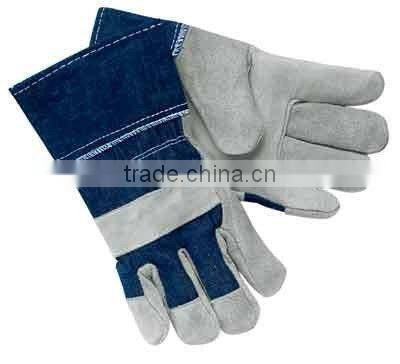 Cowsplit Leather Full Palm Gloves,Cotton Back Construction Gloves