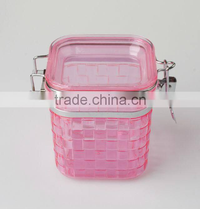 PS Materical Square Shape Cheap Plastic Sugar Jar With Lock
