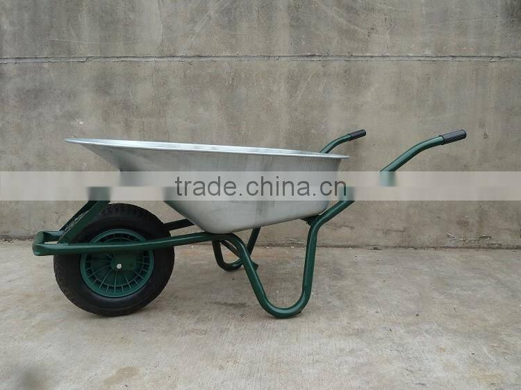 2016 hot selling one wheel zined wheelbarrow for wholesale export