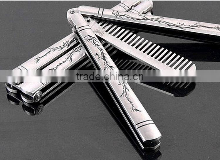 Wholesales Sliver Comb Multi function Stainless Steel Trainer Tool Butterfly Comb