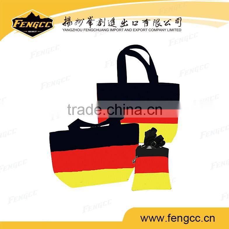 Cheap non woven recyclable german flag drawstring nylon foldable shopping bag
