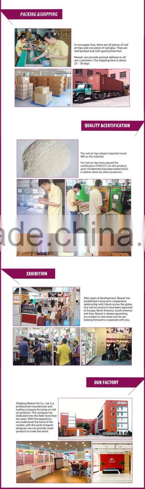 Colorful press stick on Artificial french nails with glue