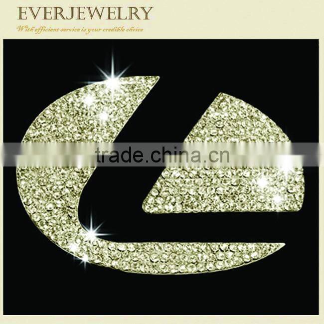 Hot sales and high grade rhinestone bling crystal car logo sticker decal design/AAA crystal car steering circle