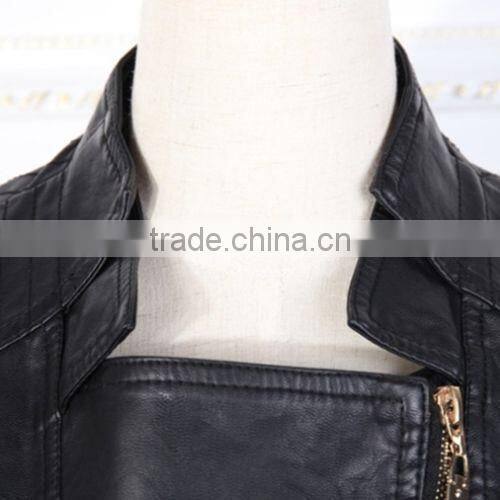2014 New Women's jackets Short Slim Collar motorcycle leather jacket coat