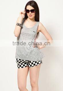 Custom loose ladies' tank top with pocket supplier in China