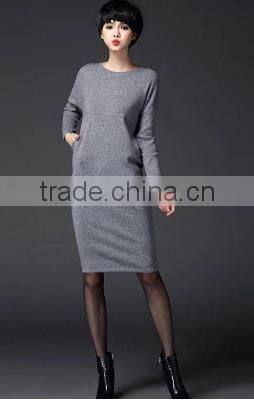 2016 Women Autumn Midi Long Sweater Knitted Wear Wrap Long Sleeve Slim Thin Pullover Skirts