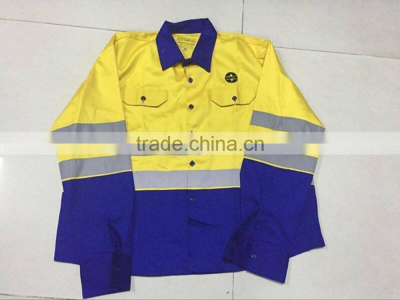 OEM custom Short Sleeves 100% cotton safety uniform Hi Vis reflective work shirts