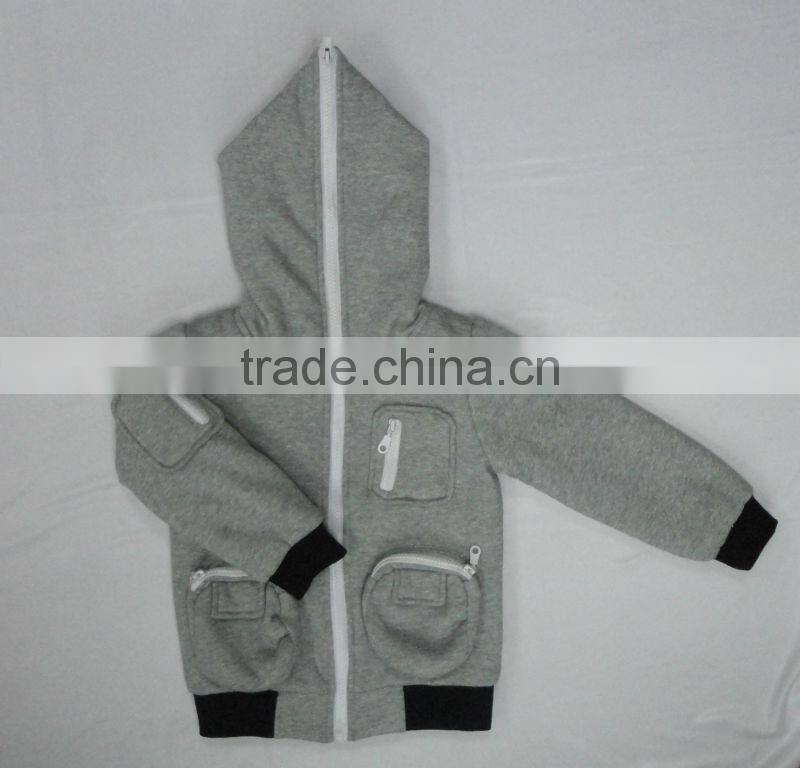 OEM full zipper collar pocket hoodie children boys hoodies