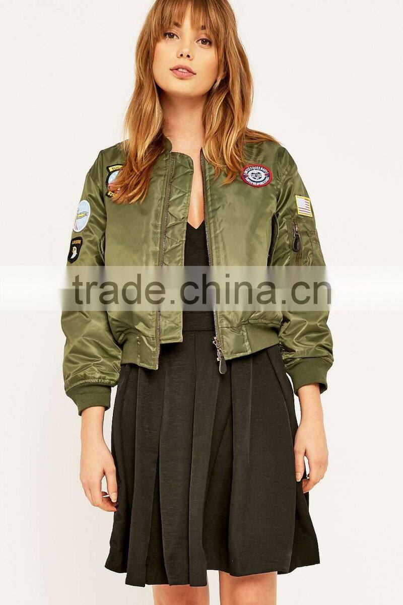 Urban Renewal Vintage Surplus MA1 Green Custom Winter Plain Bomber Jacket