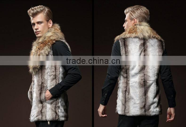 2016 winter new design faux fur man vest wholesale warm waistcoat