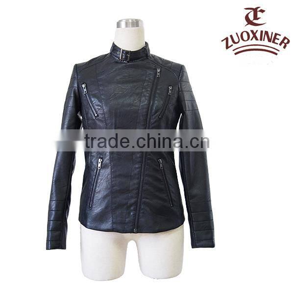 usa style fashion ladies pu leather jacket&grils jacket with YKK zipper jacket