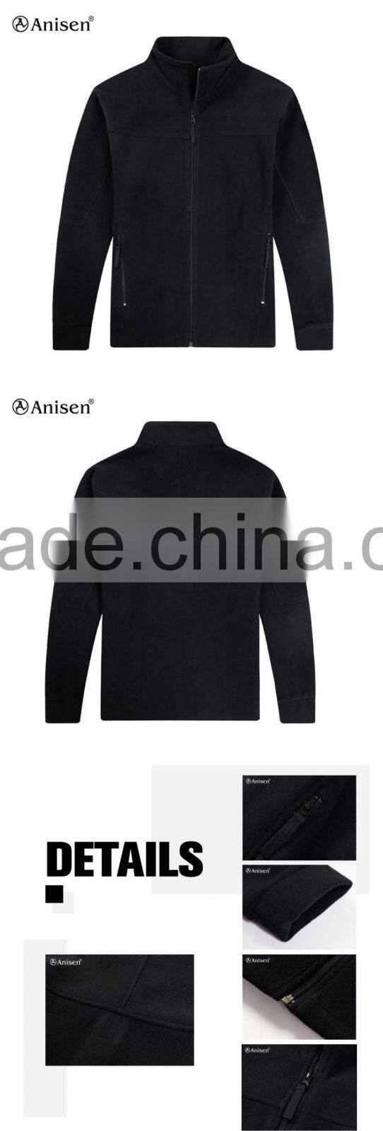 Fashionable high quality plain black custom workable winter jacket man