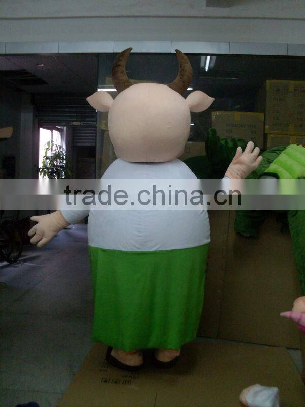 Malan Cow Green Shirt Mascot Costume
