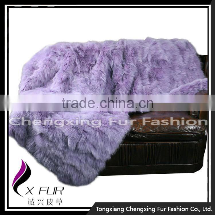 CX-D-123 Patchwork Hand Made Fashion Winter Genuine Fox Fur Carpet Rug