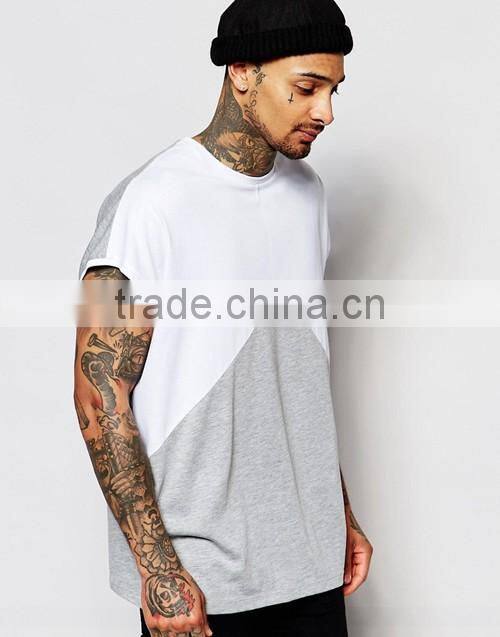 Cheap price super oversized sleeveless cut and sew casual men t-shirt