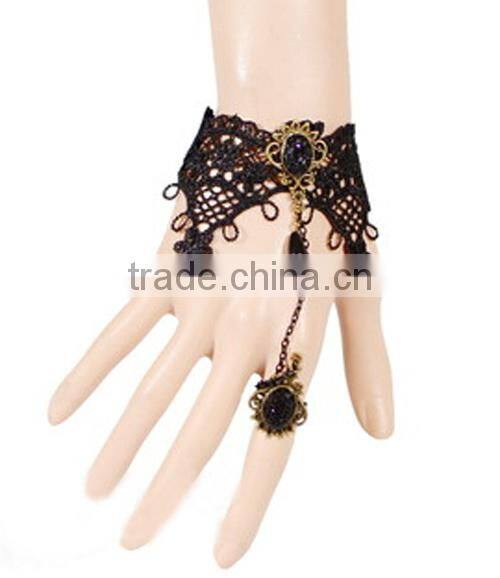 Lace jewelry black supperstar style bracelet wholesale girls jewelry set with diamonds