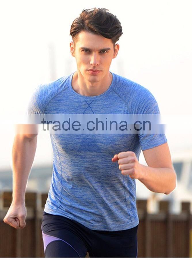 Mens Heather Polyester Spandex Slim Dry Fit Sports Gym T Shirt with Wholesale Price Blank Raglan Short Sleeve Fitted T Shirt