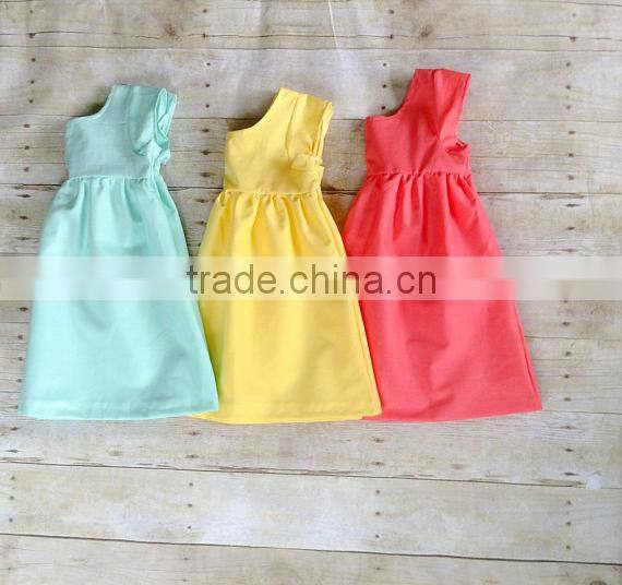Unique Baby Girl Handmade Dresses Child Plain Red Prinecess Party Dress Cotton Baby Clothing Wholesale