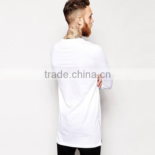 New arrival hiphop tee shirt long sleeve t-shirt side zipper tshirt