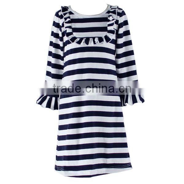 2017 smocked children clothing wholesale girl dresses cotton ruffle bib long sleeve dresses