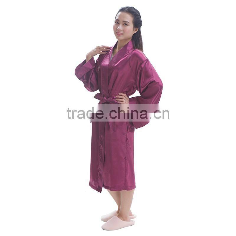 Soft touch 100 polyester branded silk bathrobe women