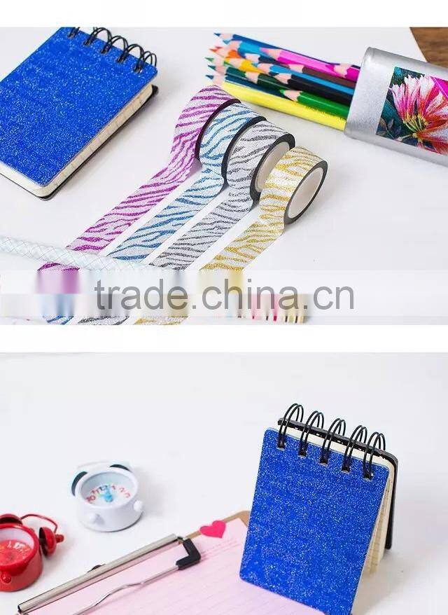 15mm*5m glitter tape zebra pattern design customized planner accessories adhesive paper tape