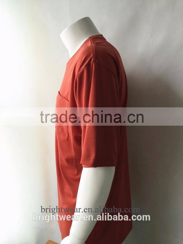 Mens short sleeve birdeye fabric chest pocket plain t-shirt