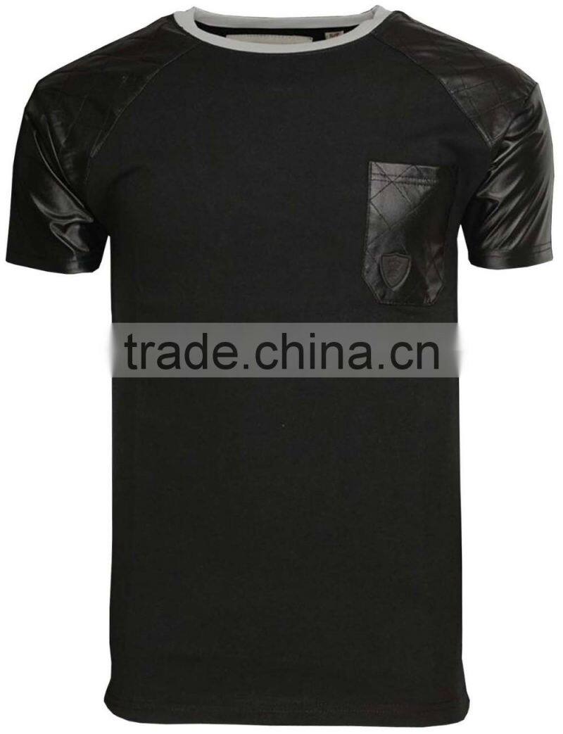 Guangzhou Shandao Men 180g 95% Cotton 5% Spandex Summer With Pocket O-Neck Short Leather Sleeve Tshirt