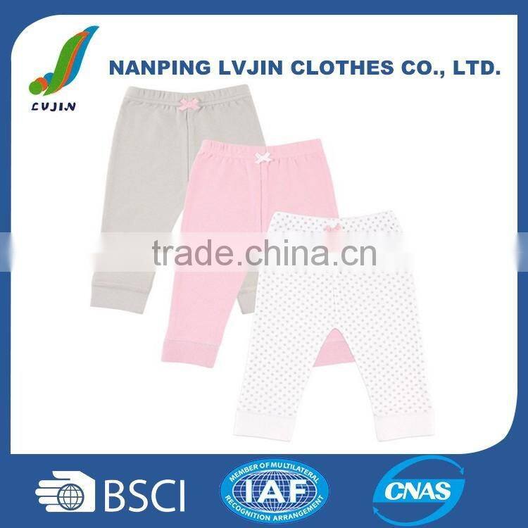 100%Cotton Material and Girls Gender High Quality Baby Girls' 3 Pack Pant,Baby leggings