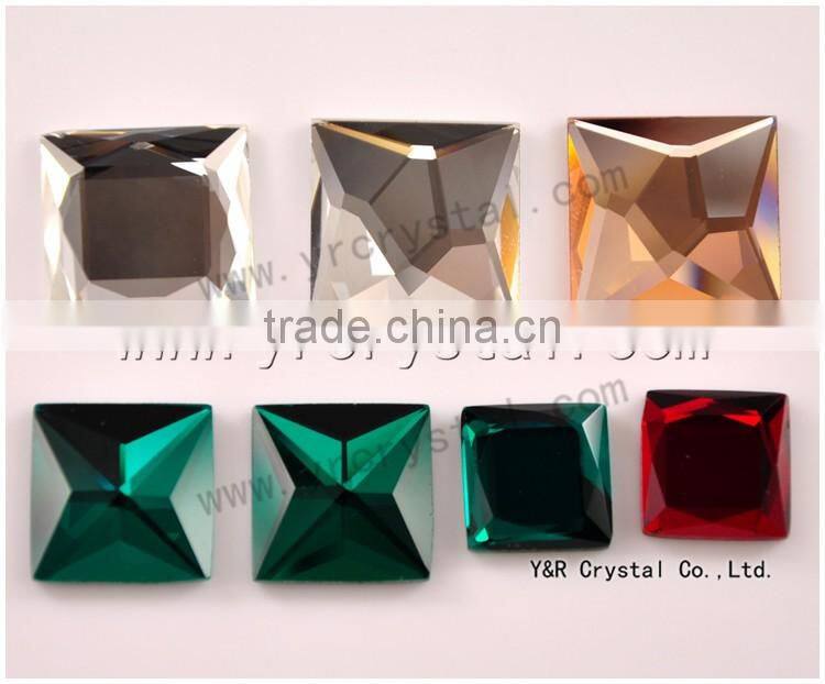 Flat back glass stones fancy glass crystal square stones
