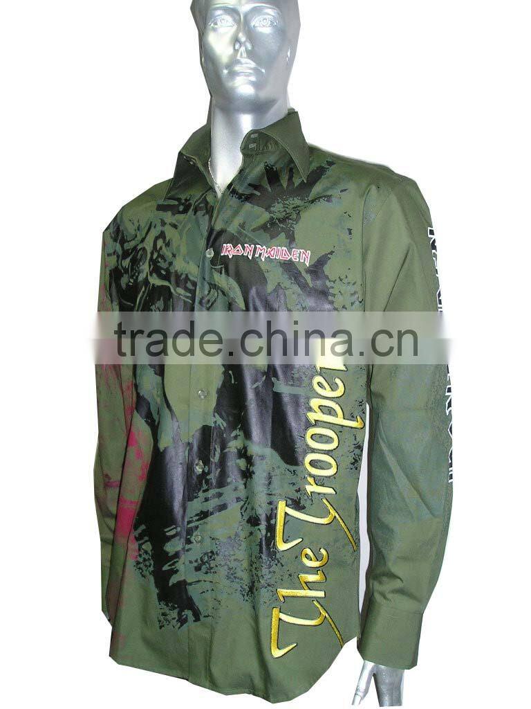 man flocking print shirt