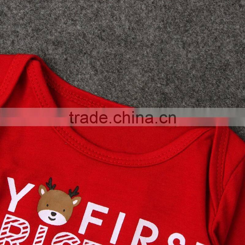 Children's christmas red rompers and deer harem pants clothes sets boutique outfit
