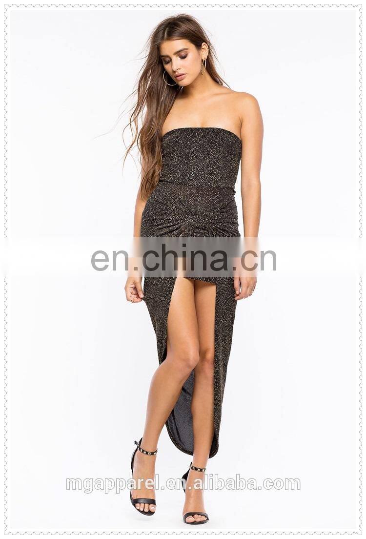 fashion party strapless hem shine bright sex girl sparkle dress low price OEM service