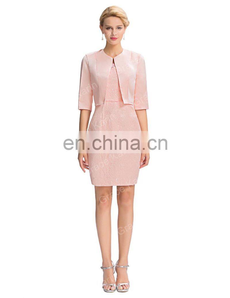 Grace Karin 2016 Formal Occasion Elegant Half Sleeve Lace Mother Of The Bride Dress +Free Jacket GK000055-1