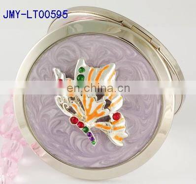 HOT silver maked up compact mirror with flower decoration