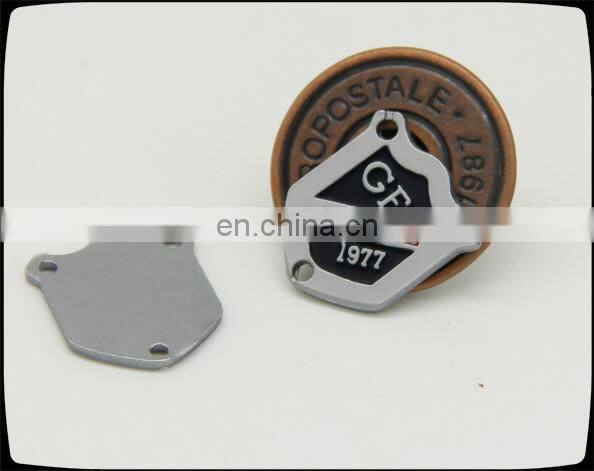 fashionable style matte nickel three holes sewing metal label
