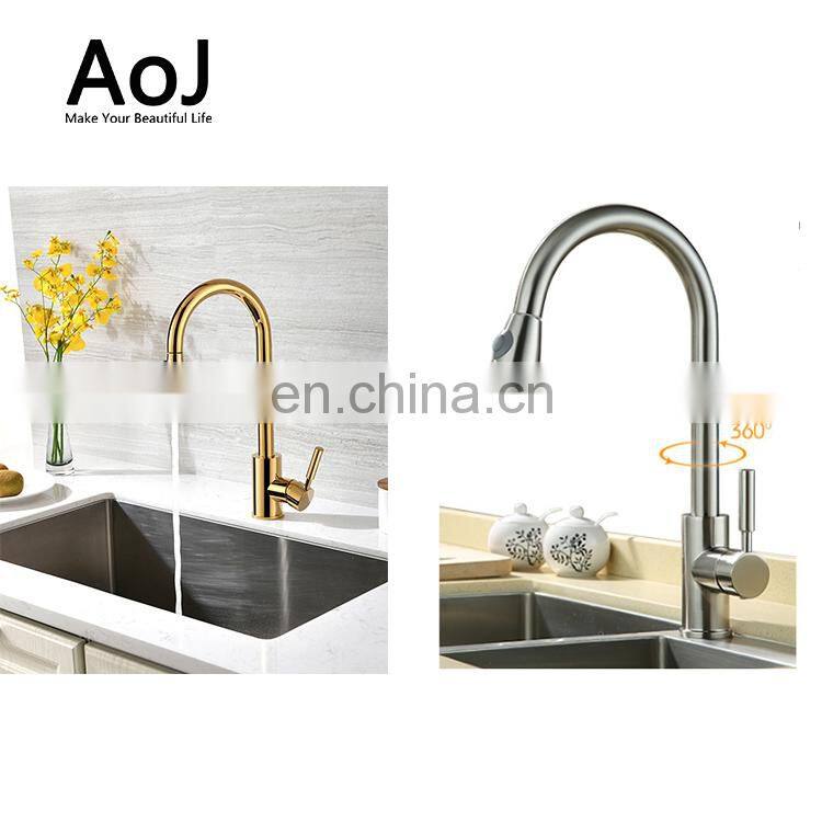 High Quality Chrome Plated Single Handle Contemporary Kitchen Faucet Pull Out Mixer Water Tap
