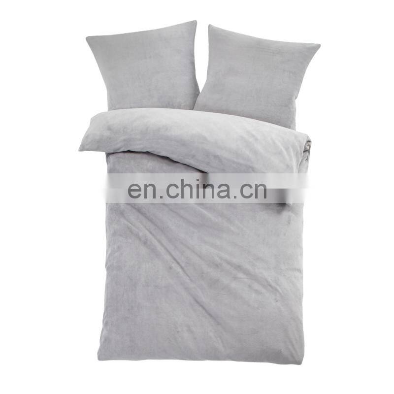 i@home 100%polyester soild color microfiber coral fleece bed duvet cover sheet set