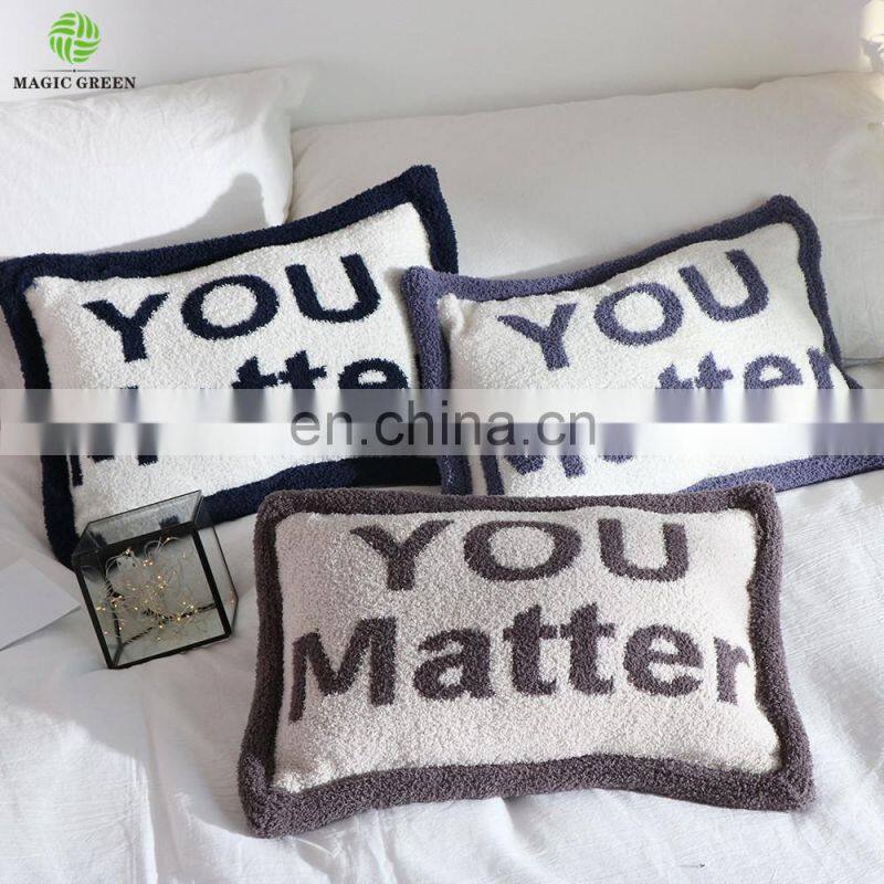 in stock wholesale zero defect super soft 100% polyester micro feather yarn knit baby room travel throw blanket pillow cushion