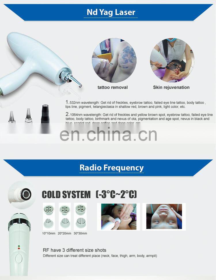 Multifunctional Beauty Equipment Cold System RF Skin Tightening IPL E-light SHR Hair Removal Laser Tattoo Removal Machine